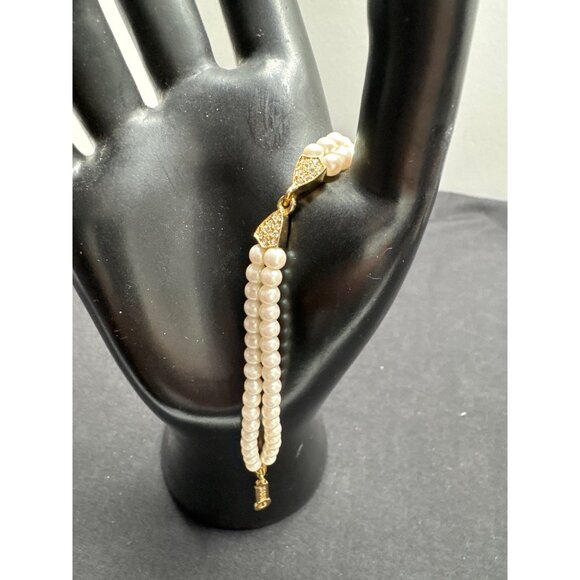 Napier Womens Faux Pearl & Gold-Tone Bracelet - Picture 4 of 6
